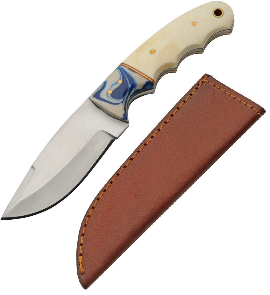 Seaside Hunter Fixed Knife 4" Stainless Steel Full Tang Blade Bone/Resin Handle