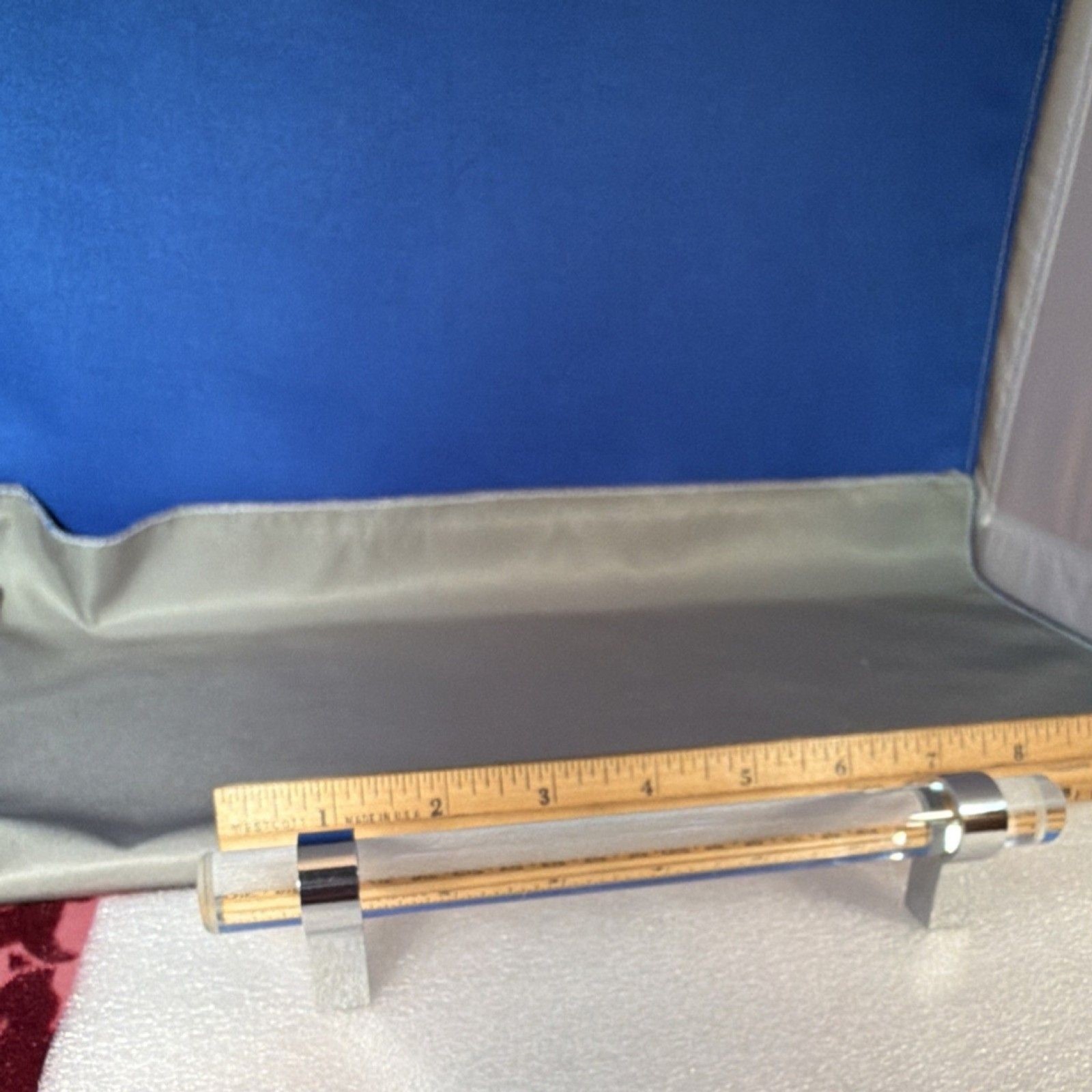 5 Glass and Chrome Drawer Pull/Handle 5” Screw Width 6 1/2 “ Long