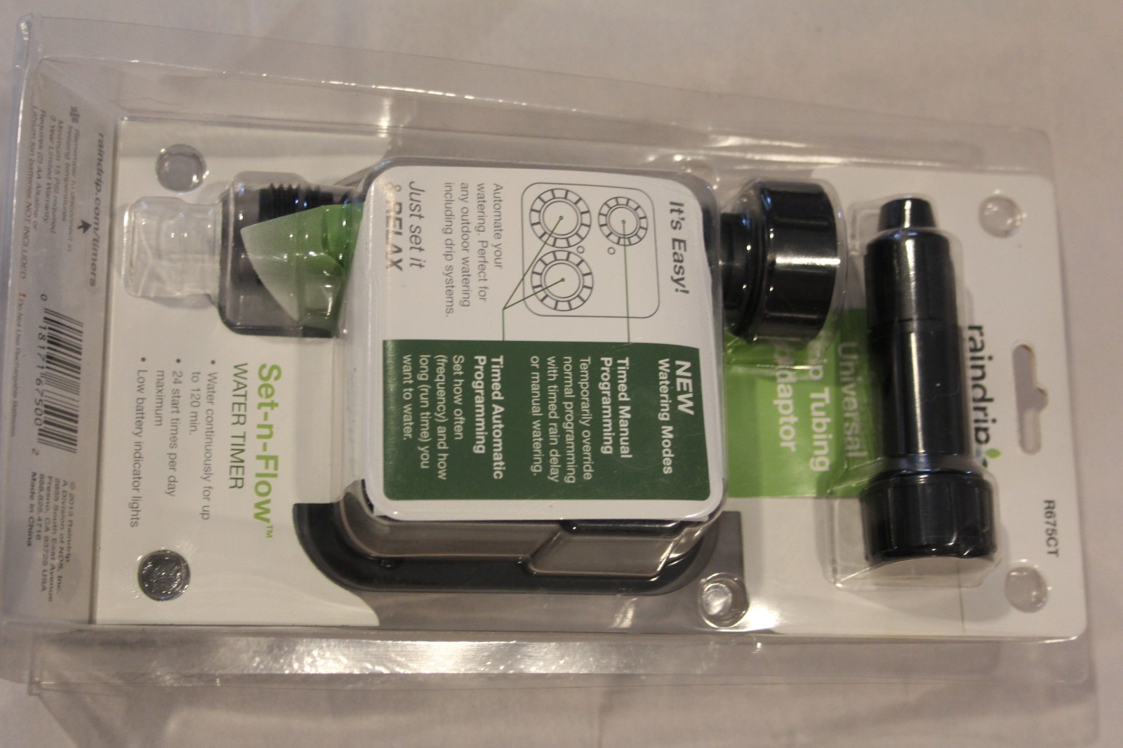 Raindrip Set-n-Flow Automatic Water Timer with Timed Manual Mode Model R675CT