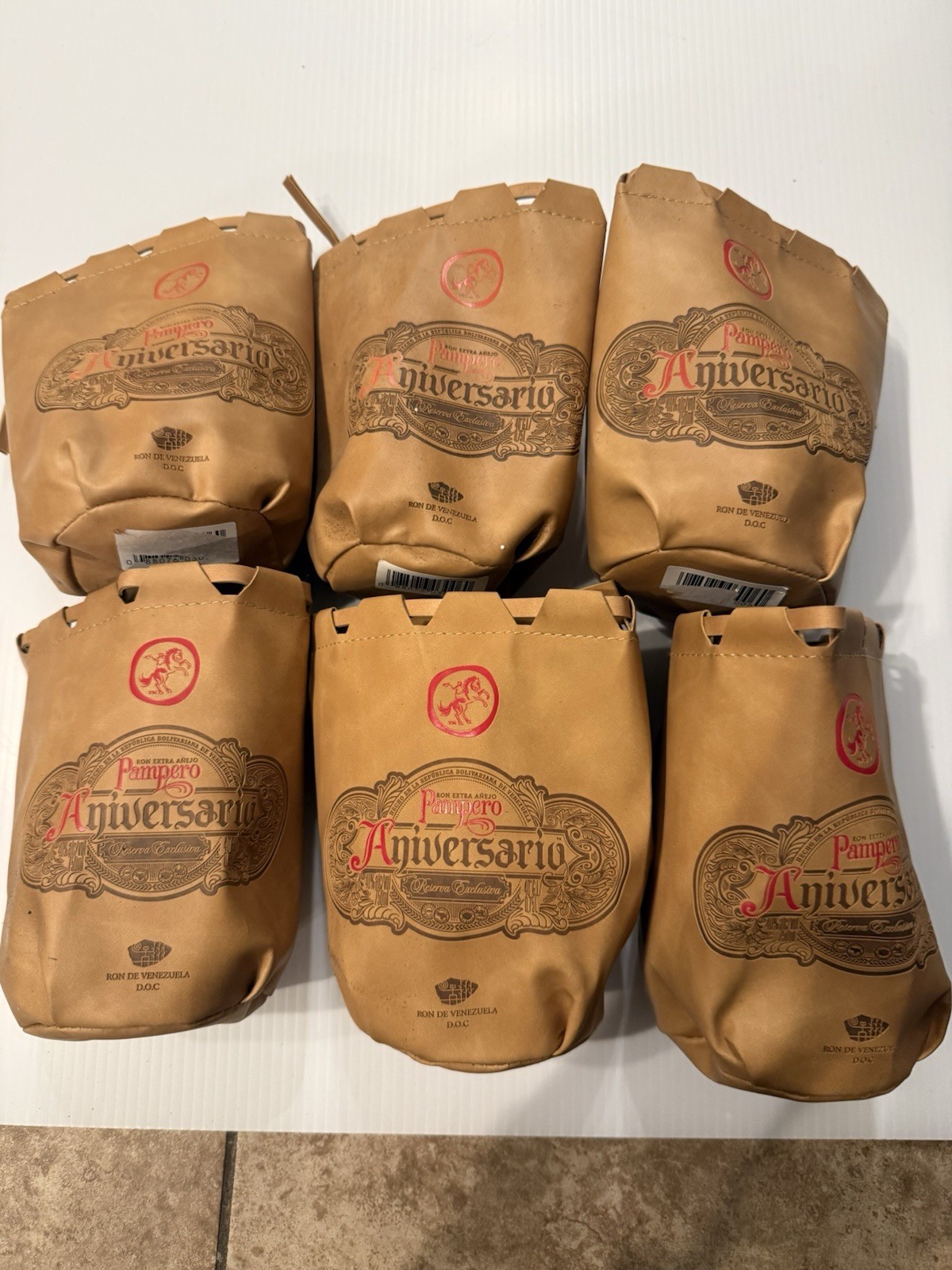 6 Pack lot Aniversario Pampero Venezuelan Rum Leather Pouch Bag Holders