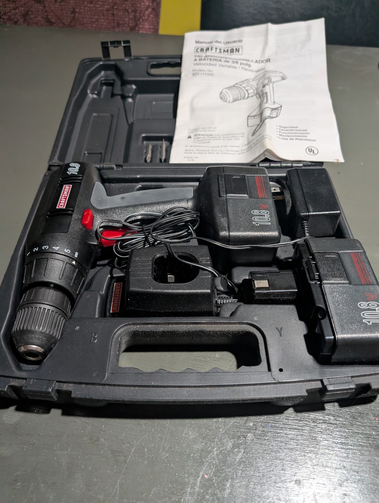 Craftsman 3/8" Cordless Drill 315.115200 With Case Charger and 2 Batteries