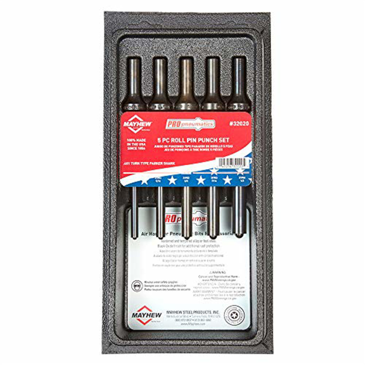 Mayhew Tools 32020 5-Piece Pneumatic Pilot Punch Kit
