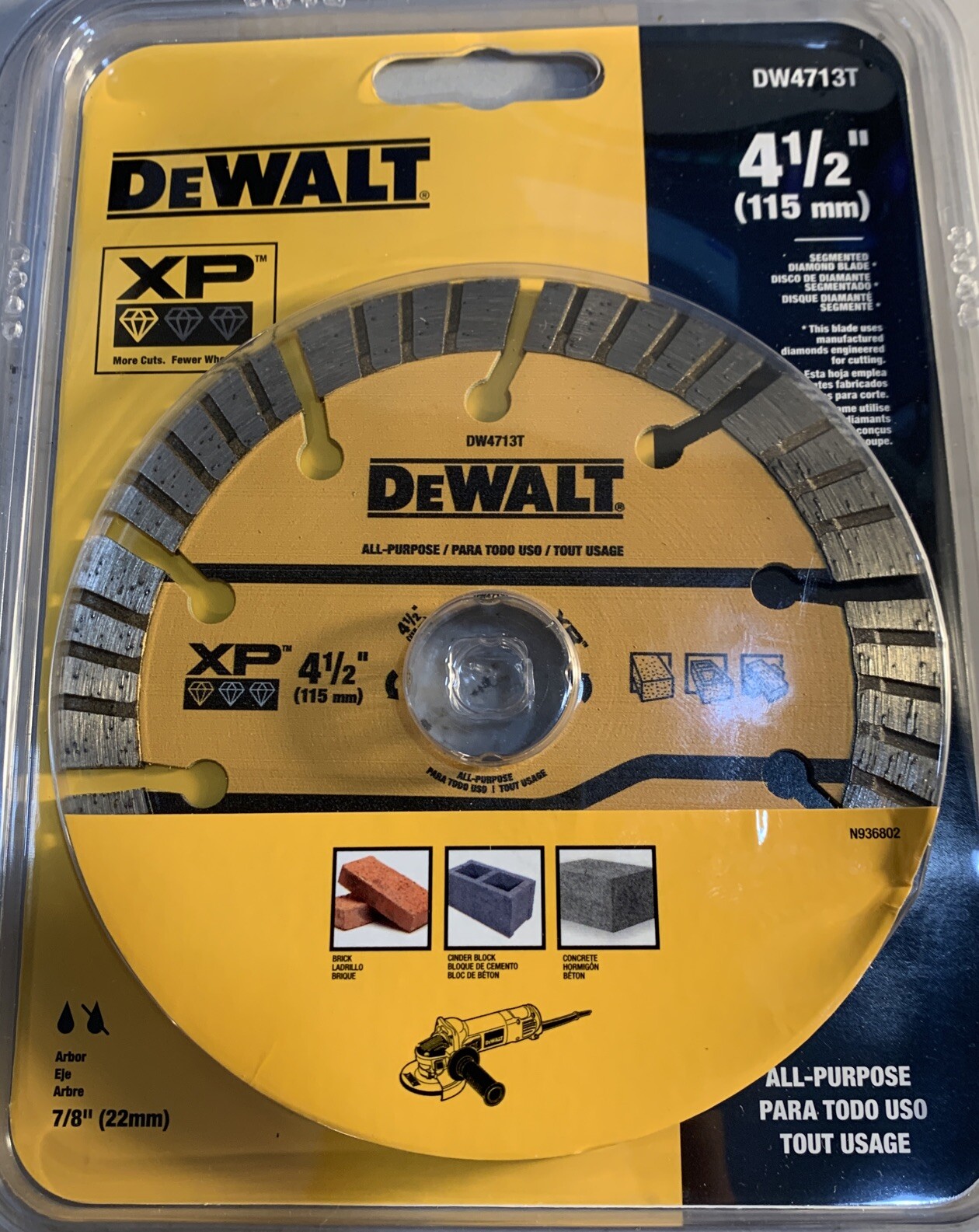 Dewalt DW4713T Diamond Saw Blade Wet / Dry Cutting Segmented 4.5"