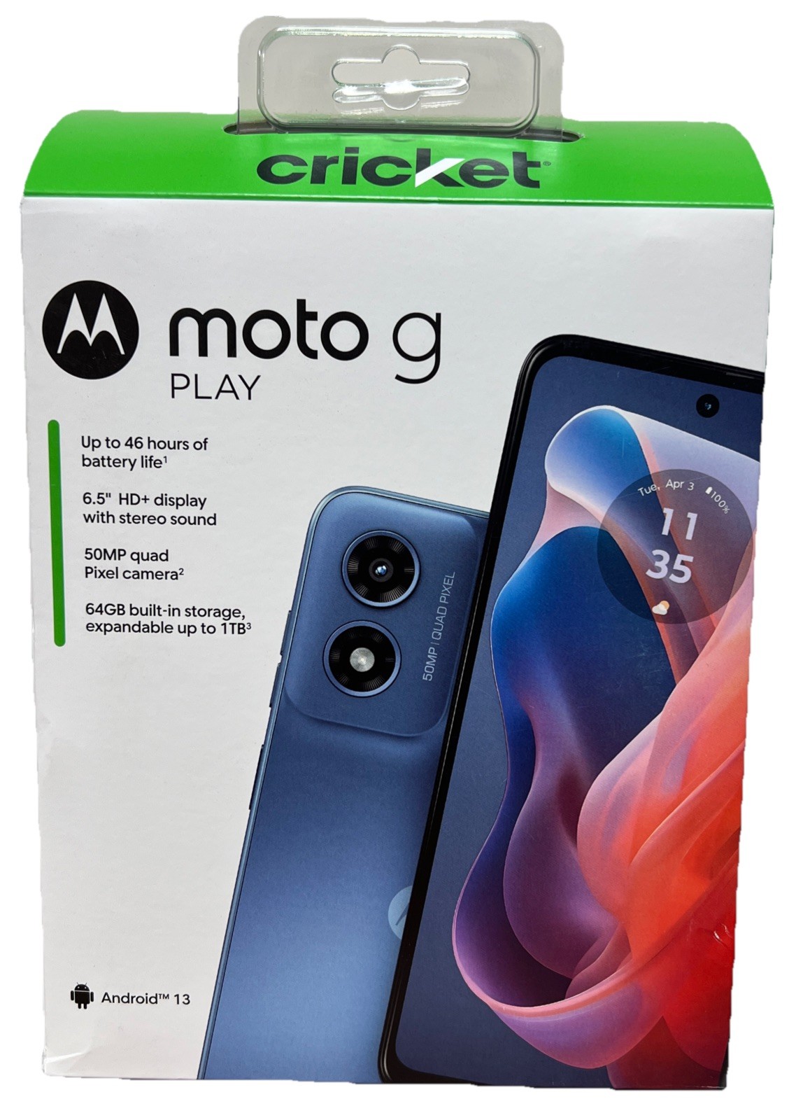 Cricket Wireless Moto G Play 2024 64GB, 4GB RAM Prepaid Smartphone Free Ship*NEW
