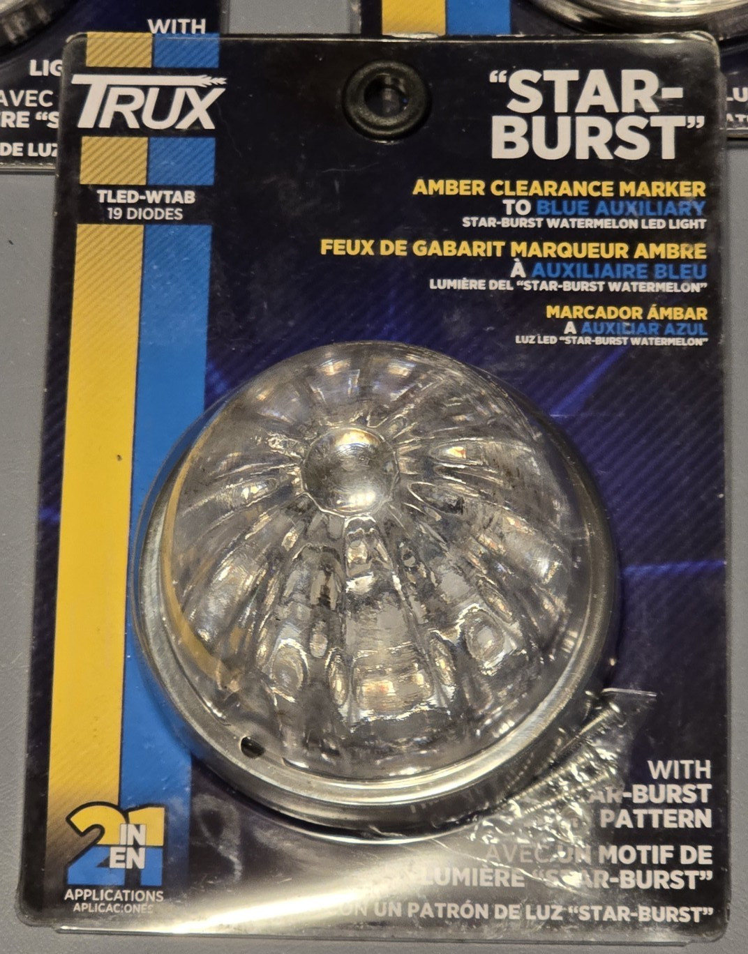 TRUX TLED-WTAB AMBER MARKER TO BLUE AUXILLARY WATERMELON LED LIGHT 19 DIODES