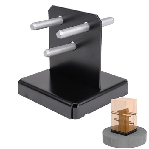 2 Pack 6x6 Post Base for Concrete, Pergola Black Brackets Kit w/ 1-Inch Standoff