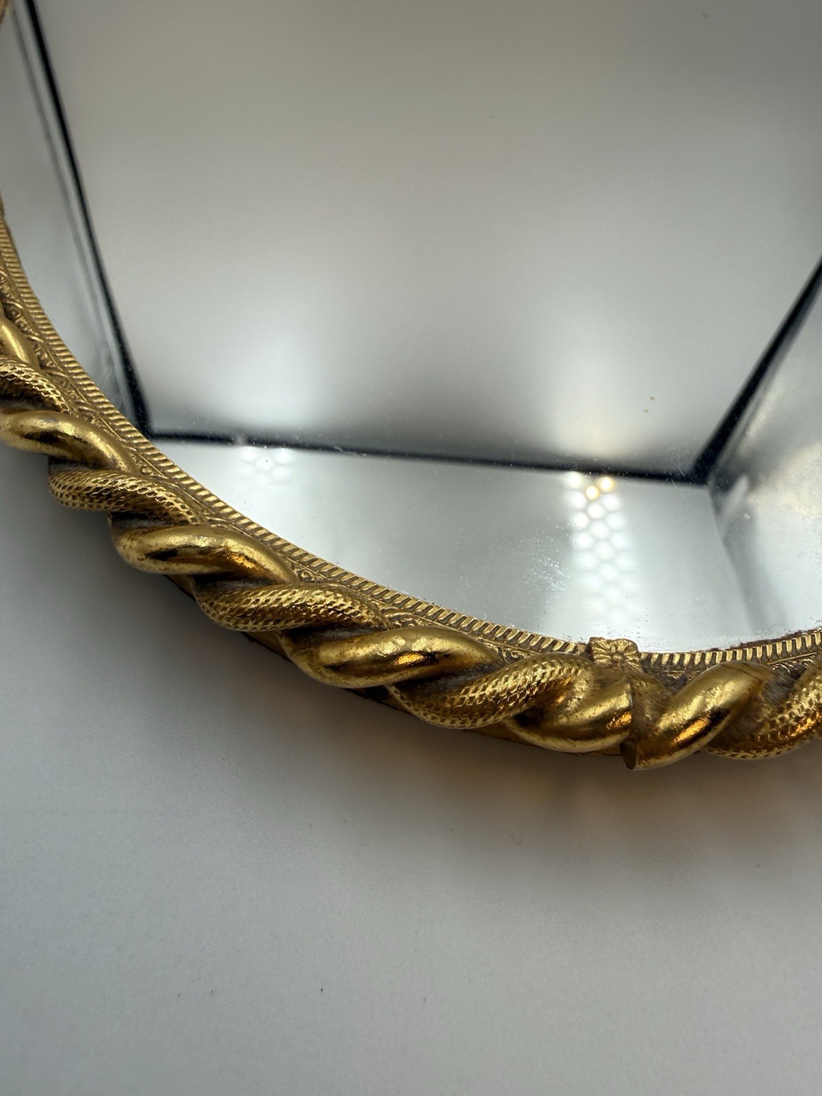 Hollywood Regency Gold Rope Vanity Mirror Tray 18.5x10.5”