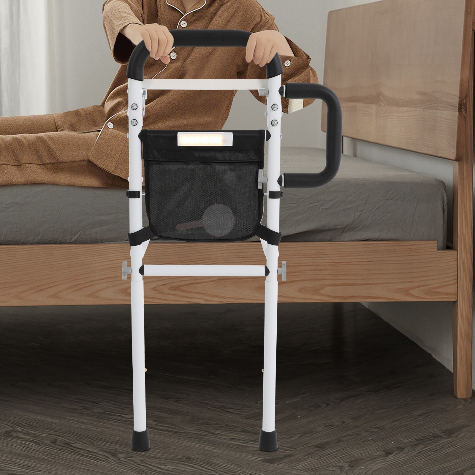 Height Adjustable Bed Rail for Seniors, Sturdy Support & Storage Solutions