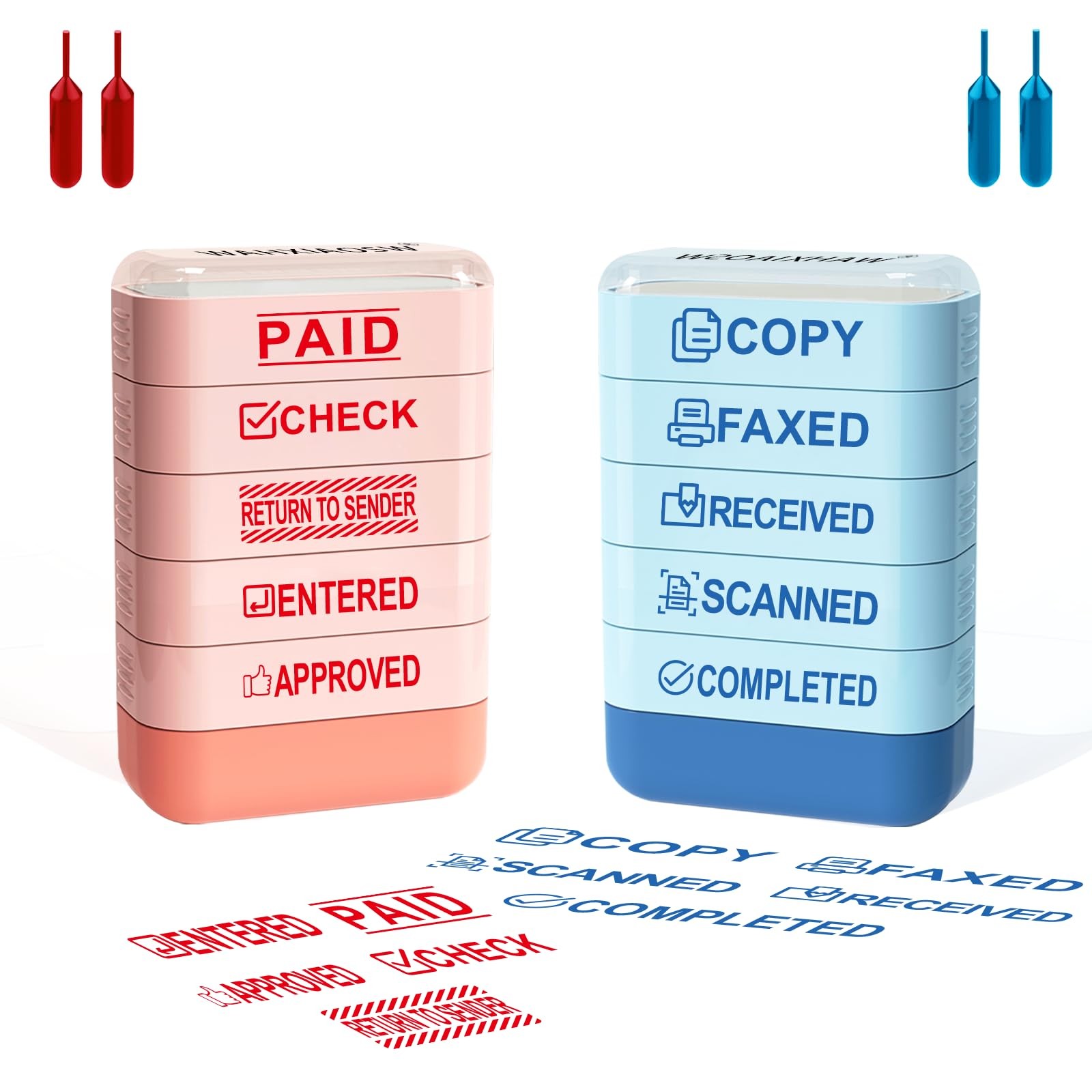 Building Blocks Office 10-Piece Office Stamps Set - Paid Stamp, Scanned Stamp...
