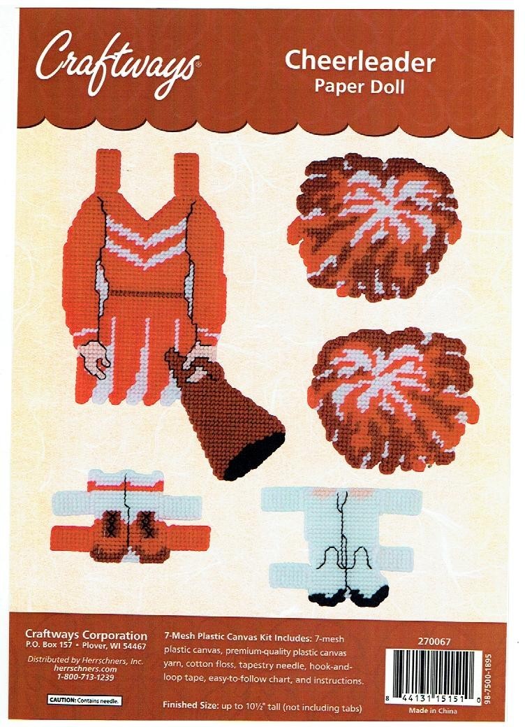 CHEERLEADER PAPER DOLL COSTUME  plastic canvas  PATTERN (#TF0172)