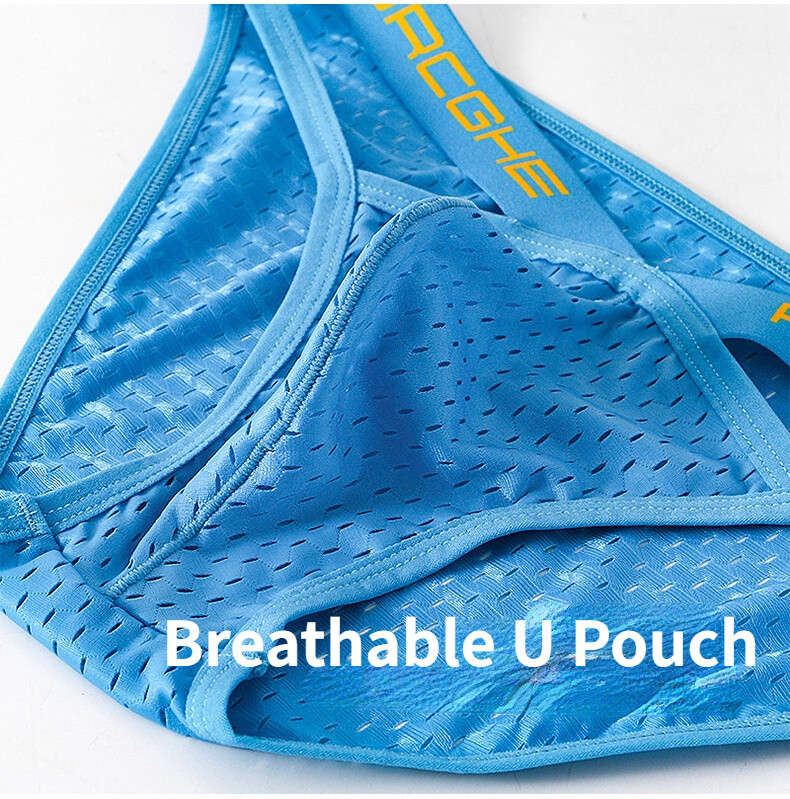 Hollow Out Bikini Briefs for Men Mesh Sexy Underwear Ice Silk Men's Gay Panties