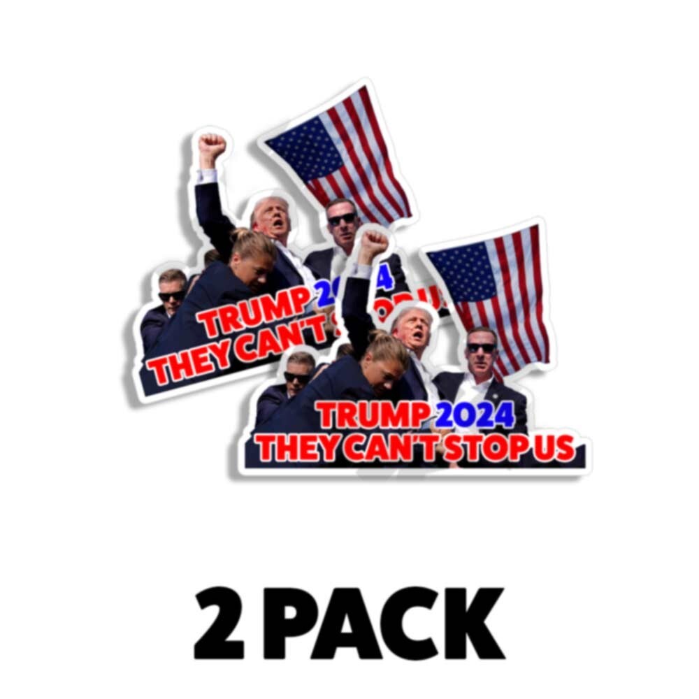TRUMP 2024 THEY CANT STOP US shooting AMERICA patriot DONALD MAGA 2PK USA 4INCH