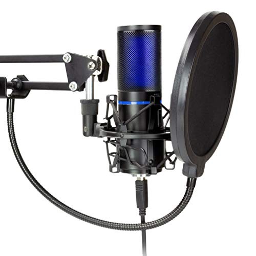 STRMD USB Microphone (Cardioid) Green Screen Shock Mount Tripod Scissor - Black