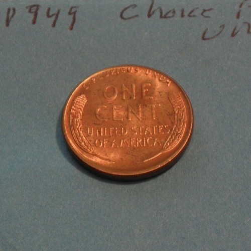 1949 BRILLIANT RED UNCIRCULATED SHARP DETAILS WHEAT CENT 1