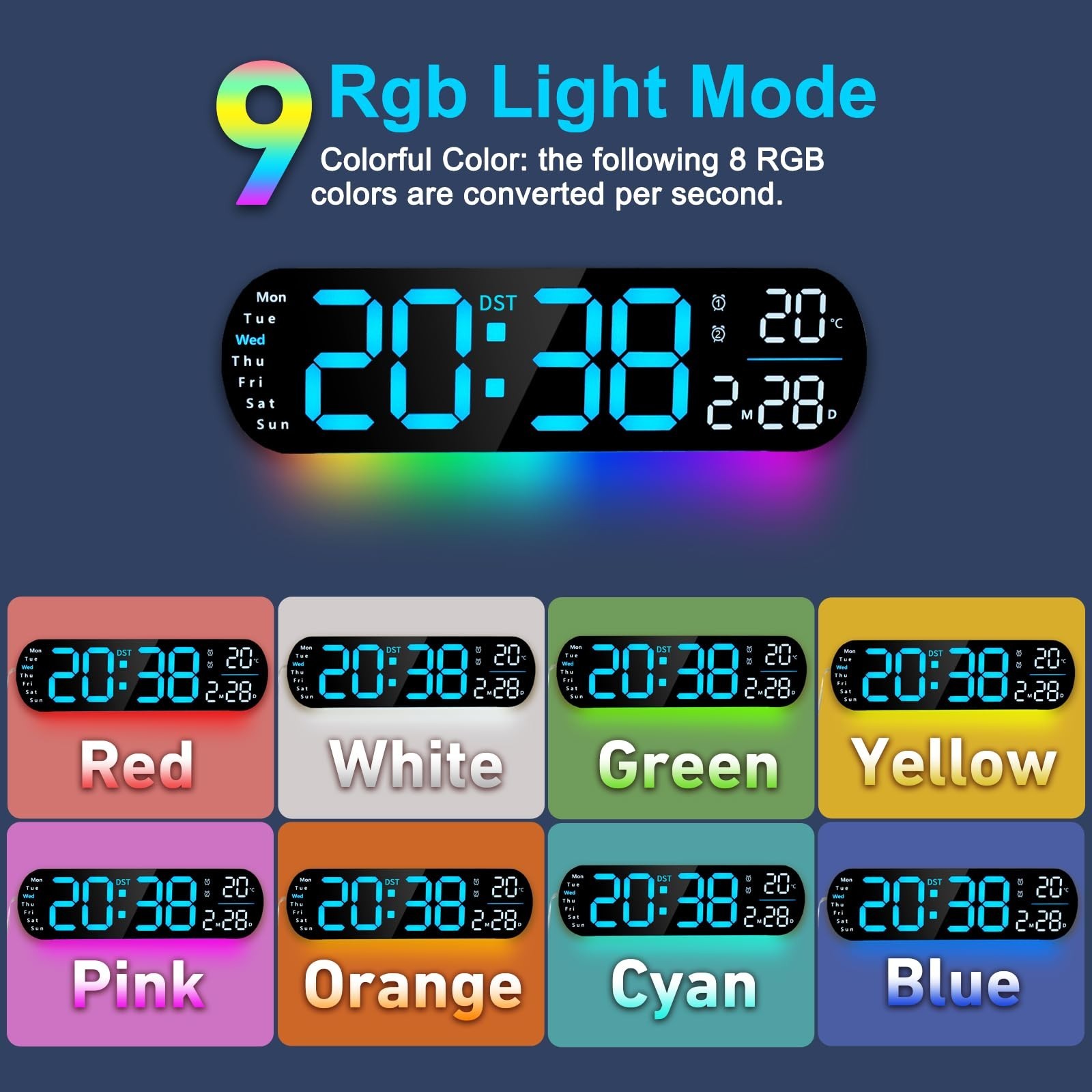13.7" Digital Wall Clock Large Display with Remote Control, LED Large Digital...