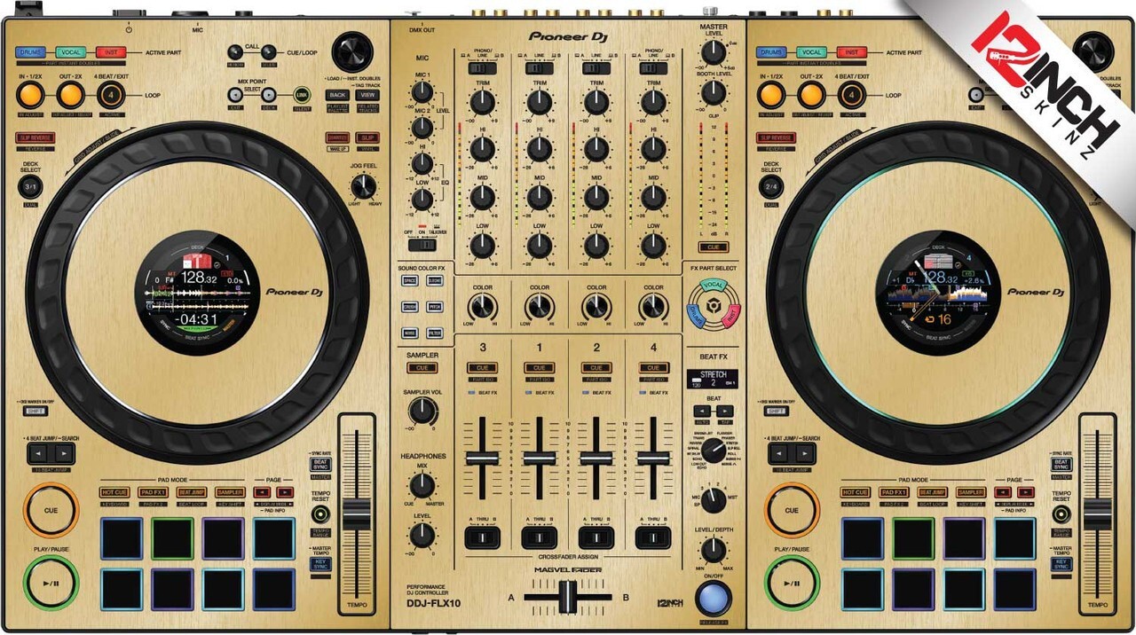 Pioneer DDJ-FLX10 Skin Brushed Gold