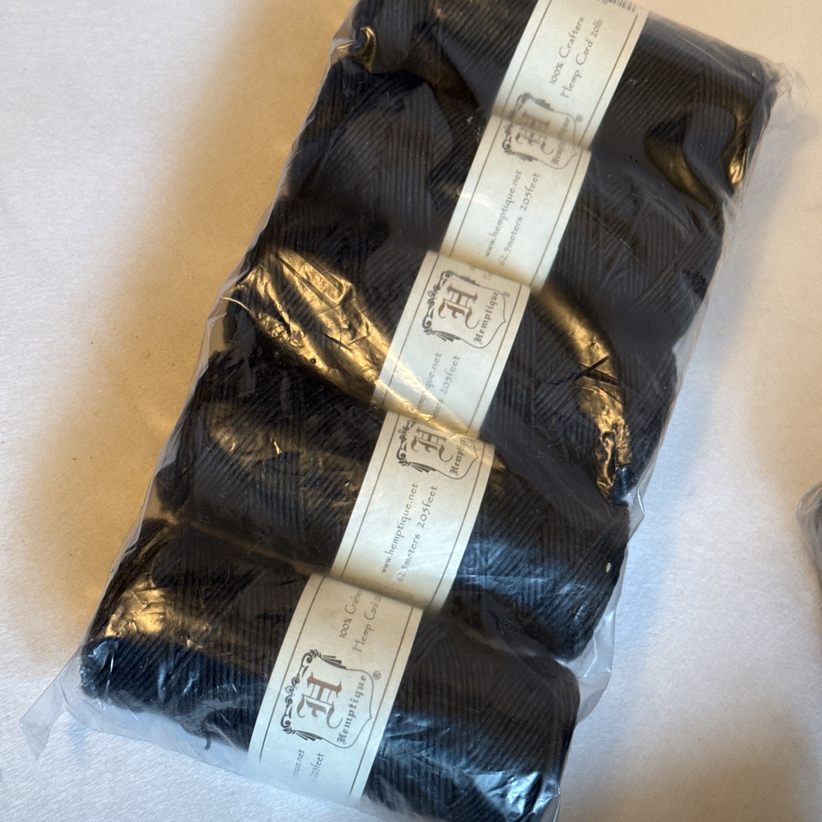Lot Of (5) BLACK Hemp Cord #20 1mm 205ft Hemptique 100% Natural String