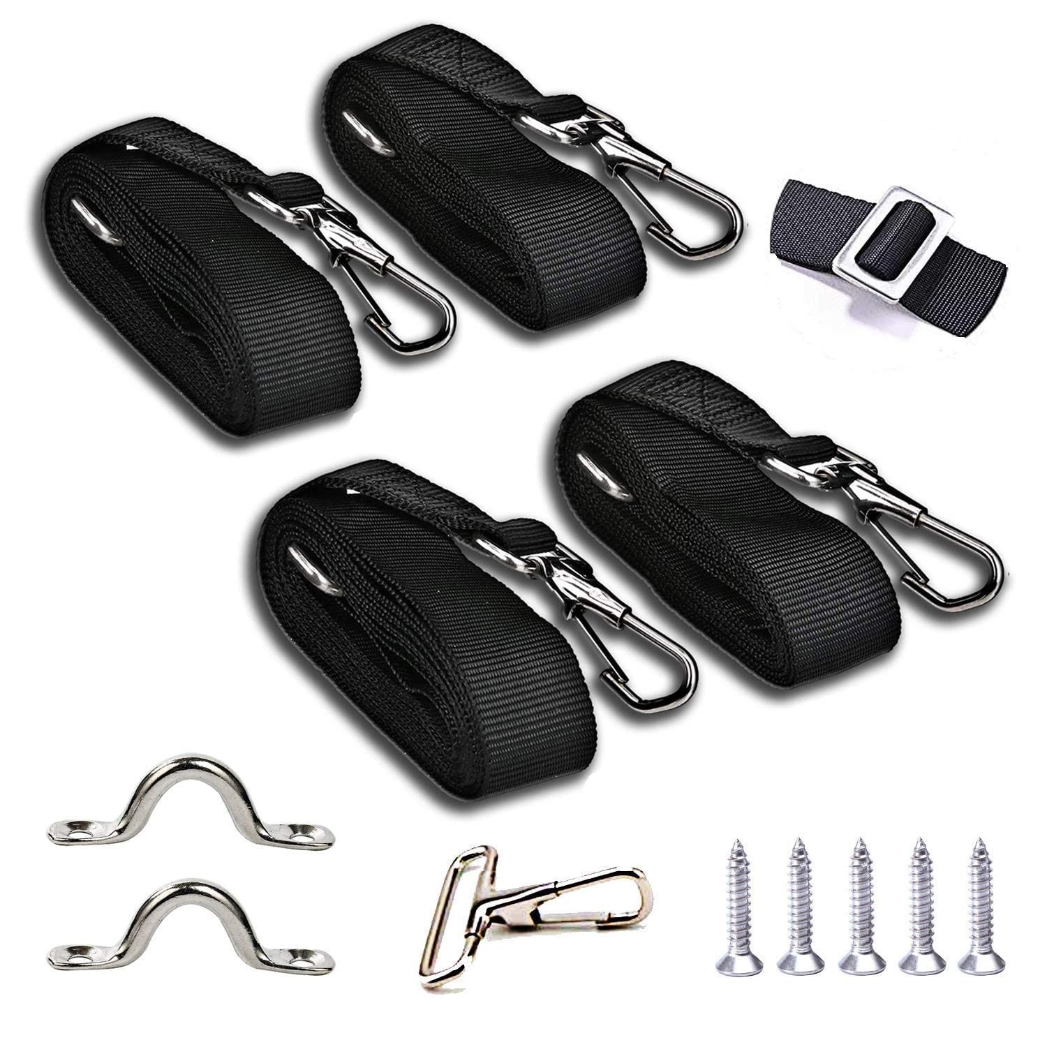 4 Pcs Adjustable Bimini Top Straps Black, Marine Tension Tie Down Webbing Str...
