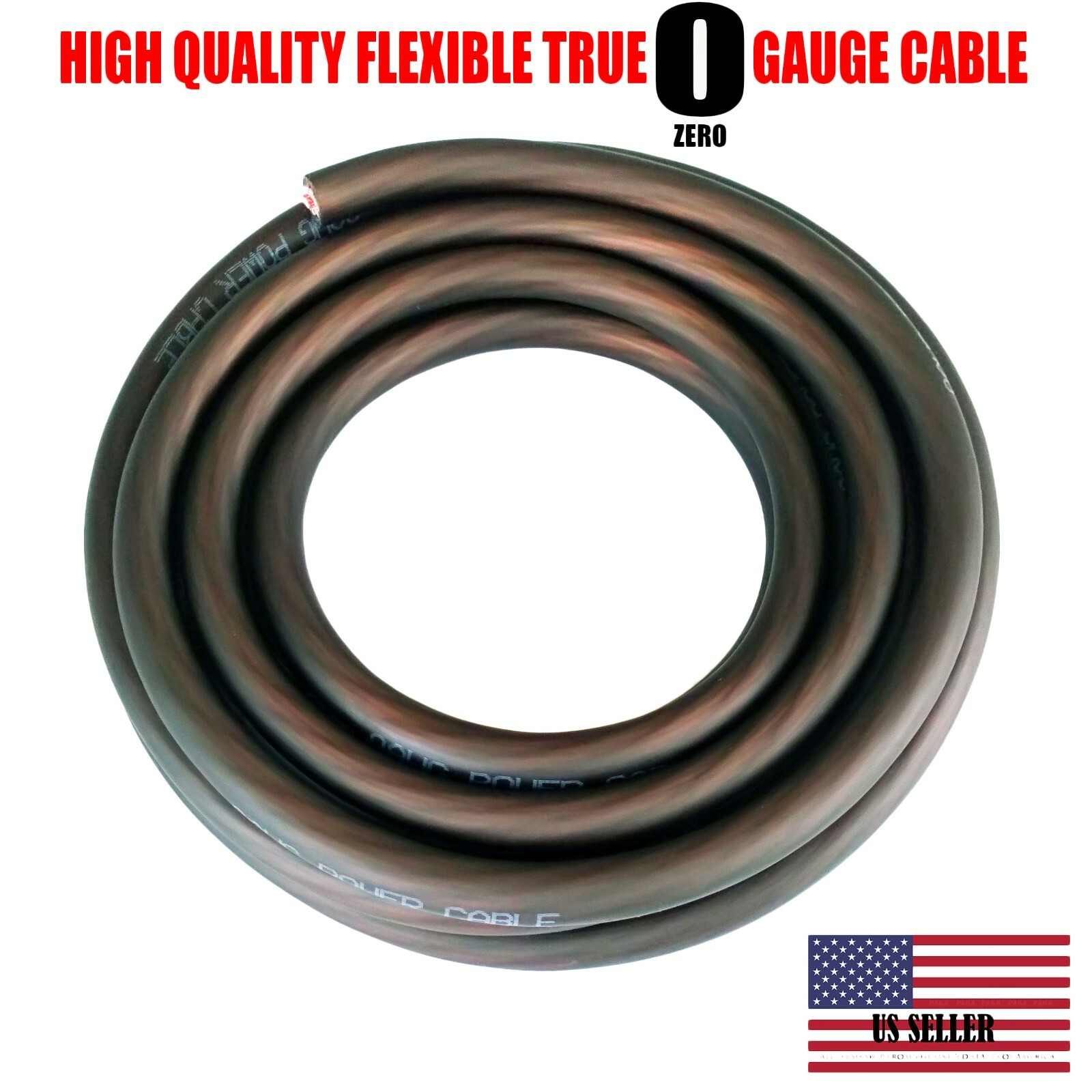 1/0 Gauge Wire BLACK , Amplifier Power/Ground  Amp Wire 25 Feet Cable Roll