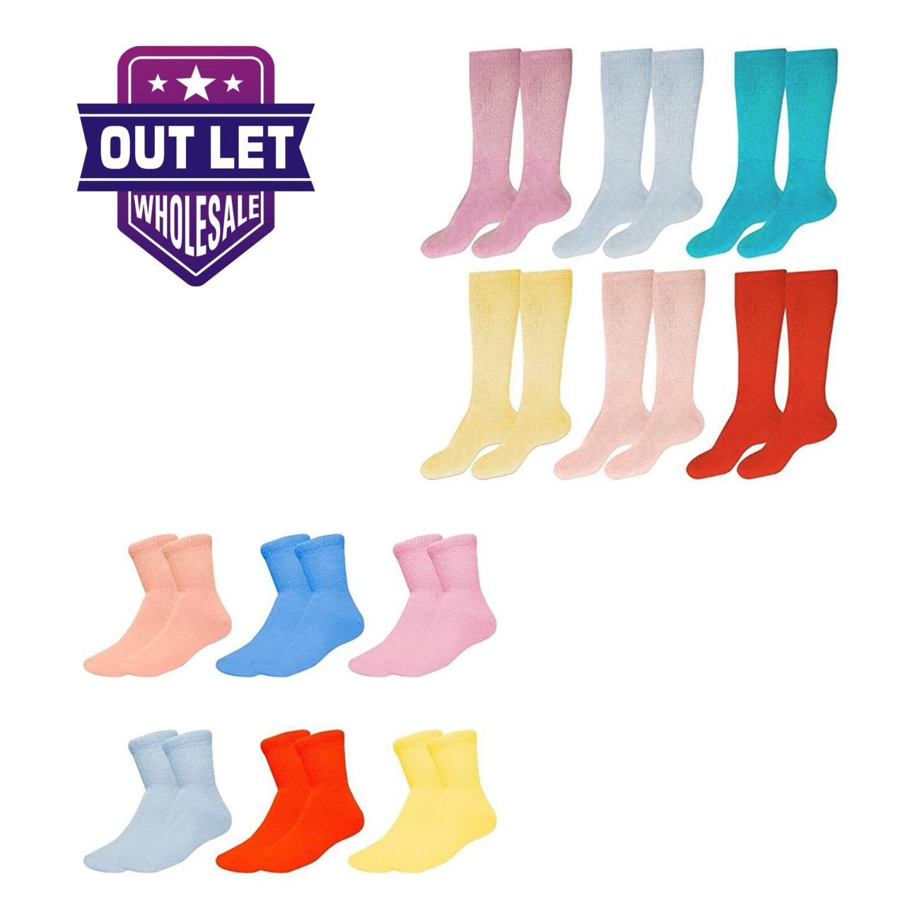 6 Pairs Women's Diabetic Ankle Crew socks circulatory cushion cotton size 9-11