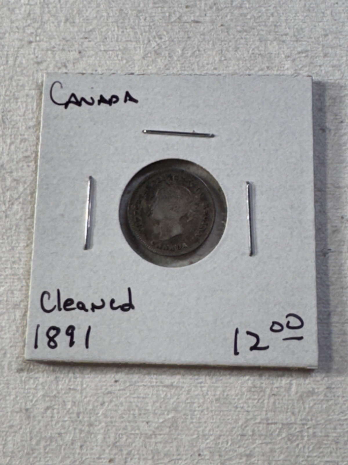 1891 Canada 5 Cents Small Silver Coin Cleaned