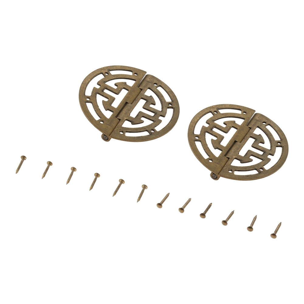 2pcs Round Hollow Hinges Brass Yellow Bronze 45mm/1.77inch for Home Office Shop