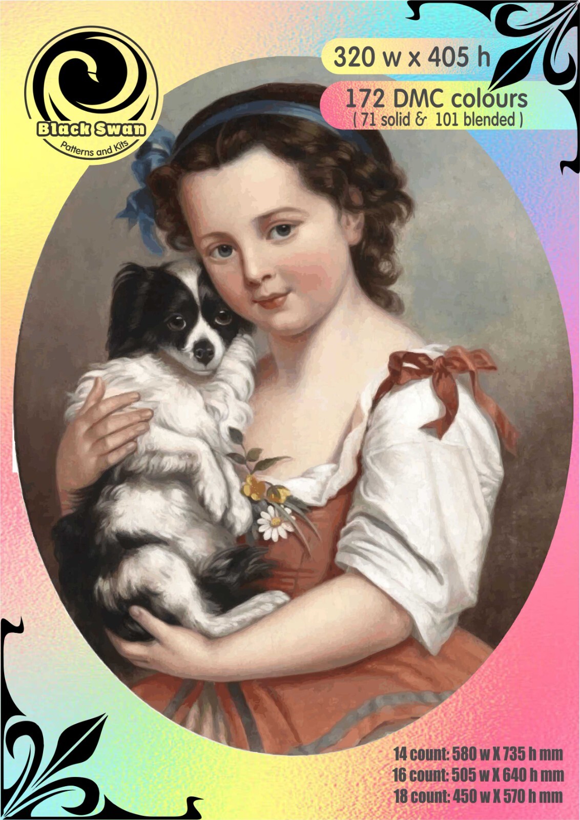 Girl with a Dog 628 Chart Counted Cross Stitch Pattern Needlework