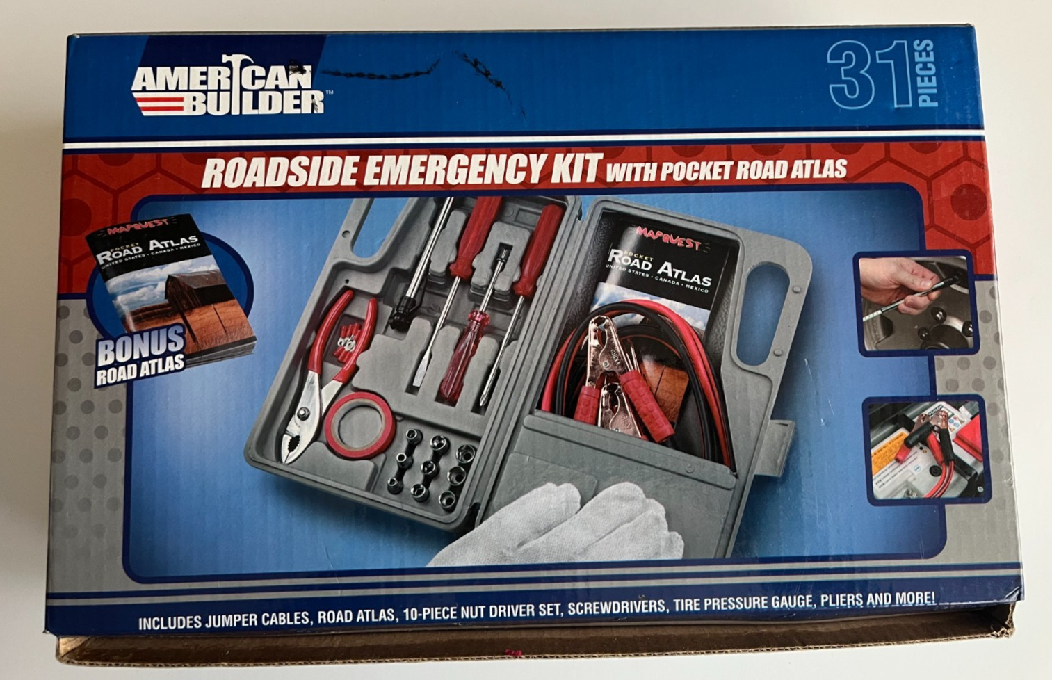 American Builder Roadside Emergency Kit, 31 Piece with Hard Case, New in box