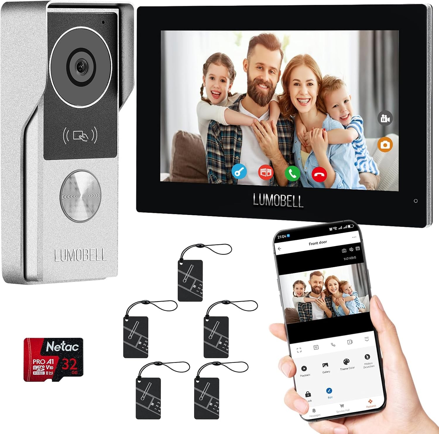 Wired Video Doorbell 7" Intercom 1080P Night Vision