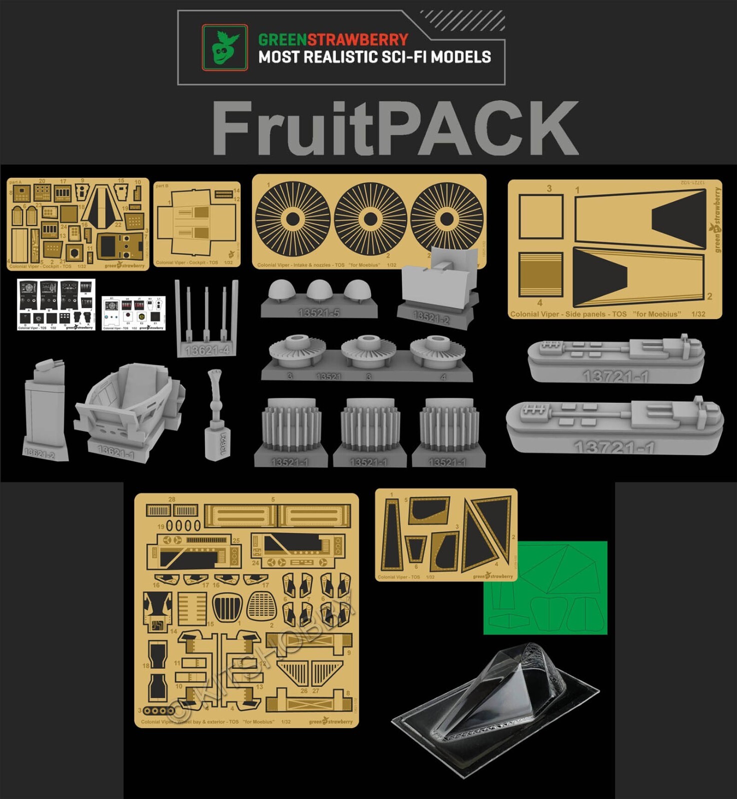 Green Strawberry 1/32 Battlestar Galactica Colonial Viper Mk I TOS (FruitPACK)