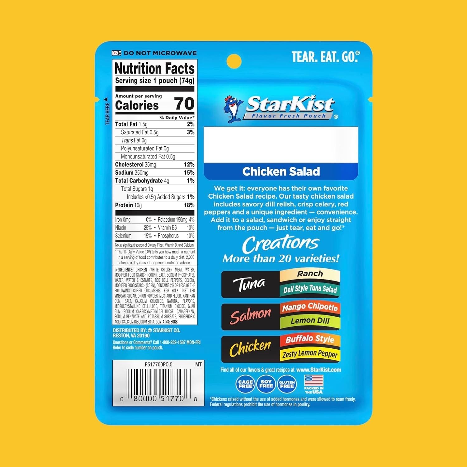 Convenient Chicken Salad Pouches - 2.6 oz, 12 Pack