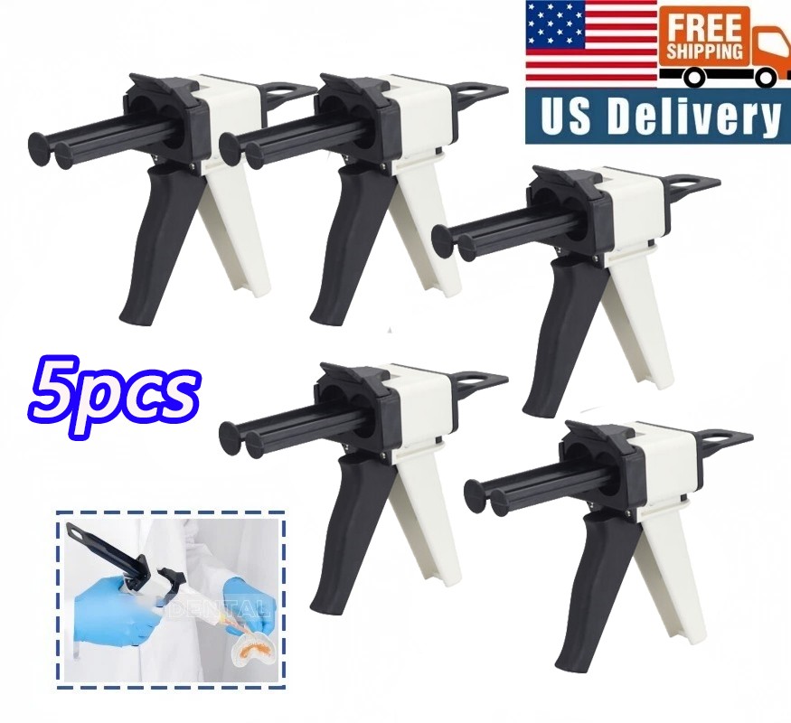5PCS Dental Impression Mixing Gun Cartridge Dispenser for PVS Material 1:1 / 2:1