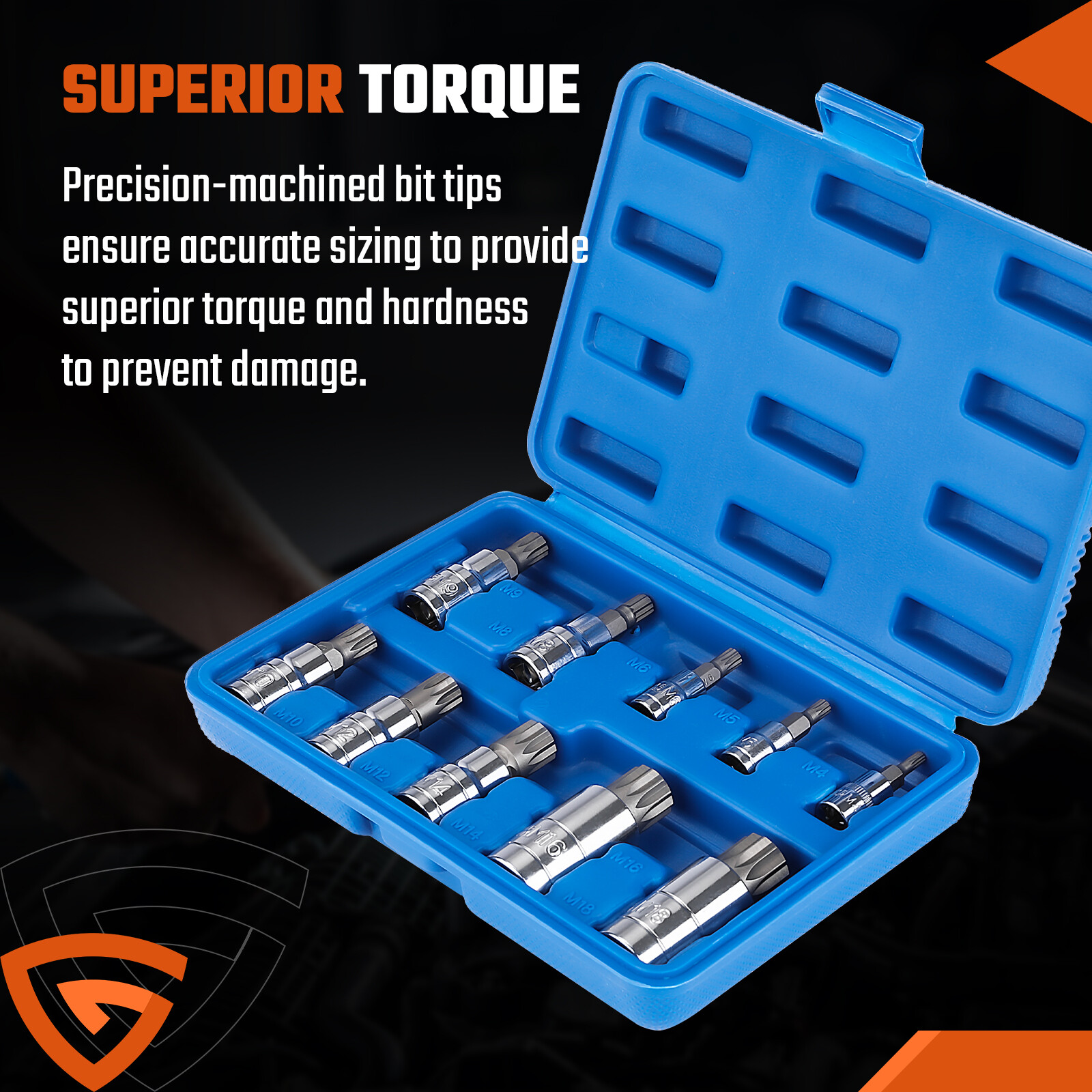 Triple Square Triple Square Spline Bit Socket Set 12 Points with Carrying Case