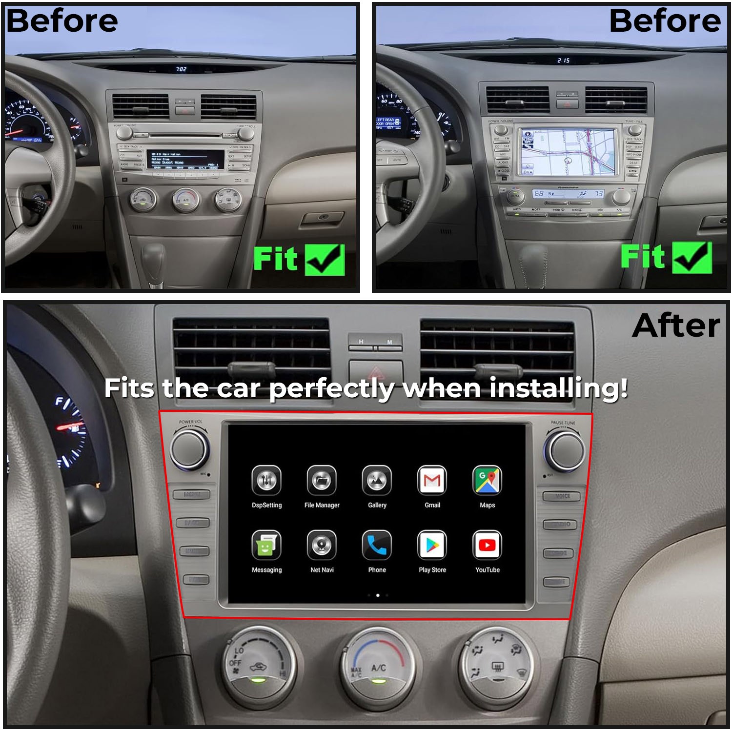 For Toyota Camry 2007-2011 9" Android 15 Carplay Car Stereo Radio GPS Navi WiFi