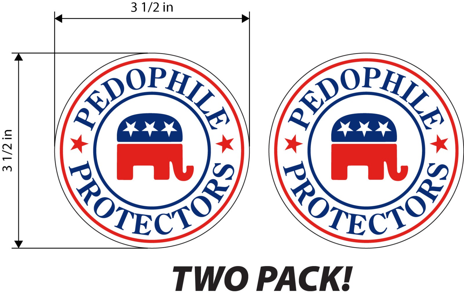 Pedophile Protector (Republican) - 2 PACK-Trump Epstein -Printed Decal / Sticker