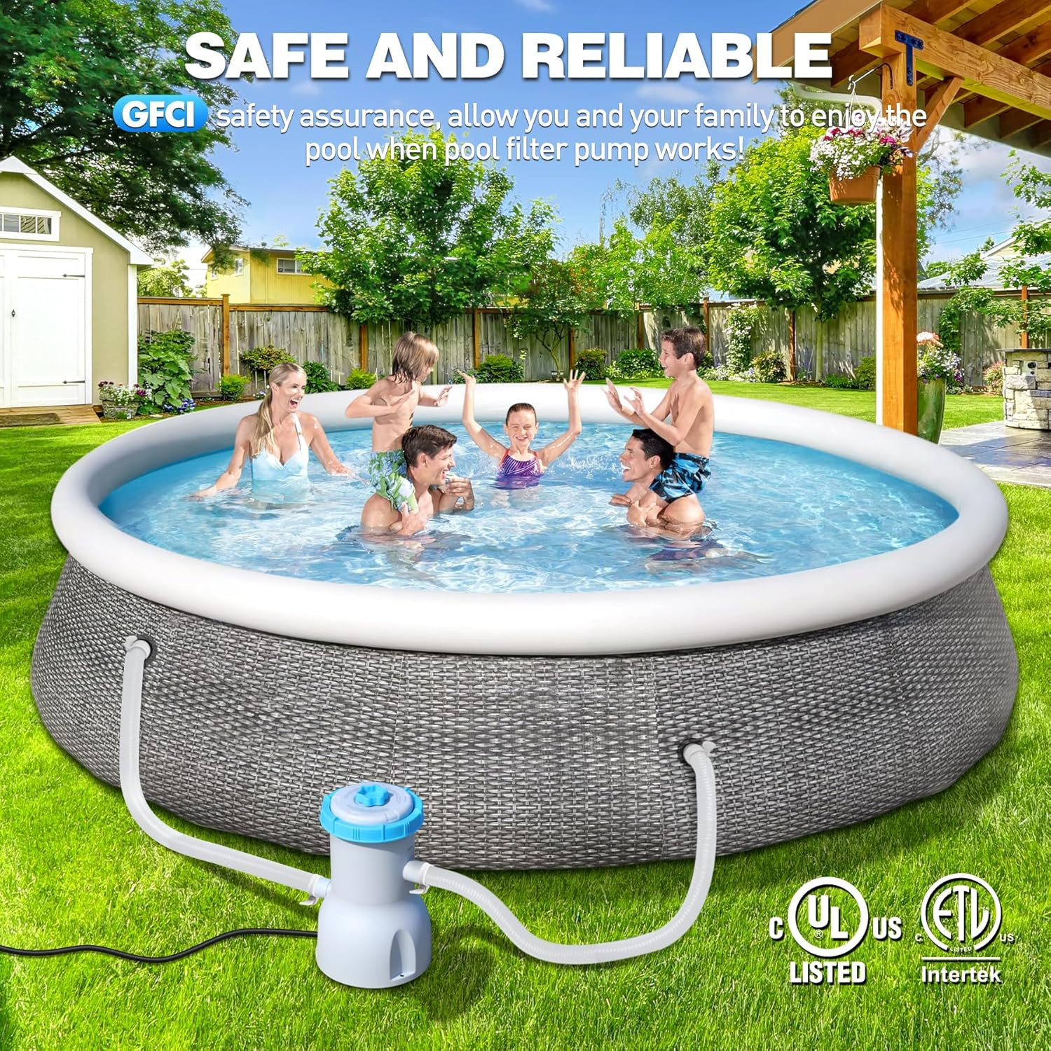 800 GPH above Ground Pool Filter Pump, Energy-Saving Pool Cartridge Filter Pump