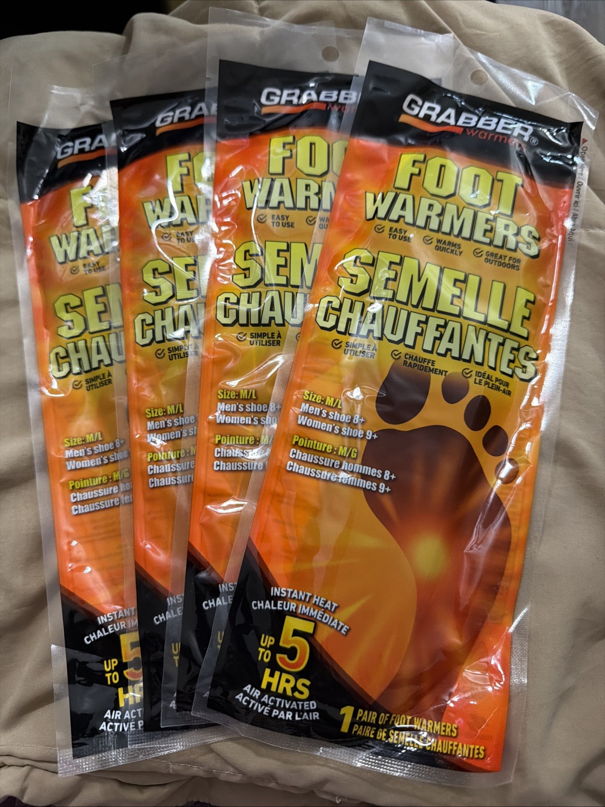Grabber Foot Warmer Heat Treat 5 Plus Hours - 4 Pack Pairs - Size M/L (ya)