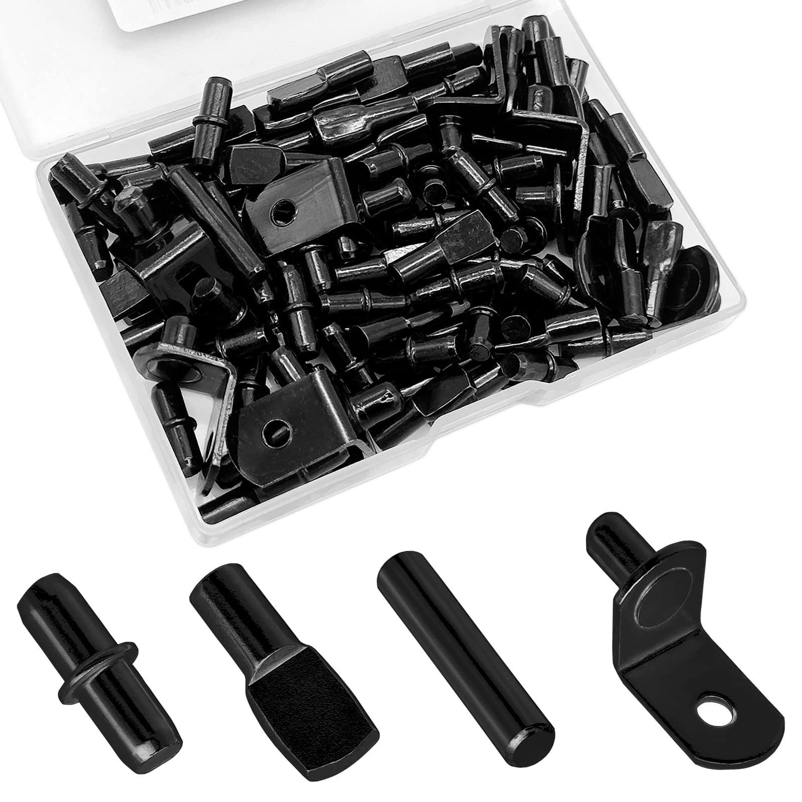 104Pcs Shelf Pins Pegs Kit,4 Styles Shelf Support Pegs,Bookshelf Pegs for She...