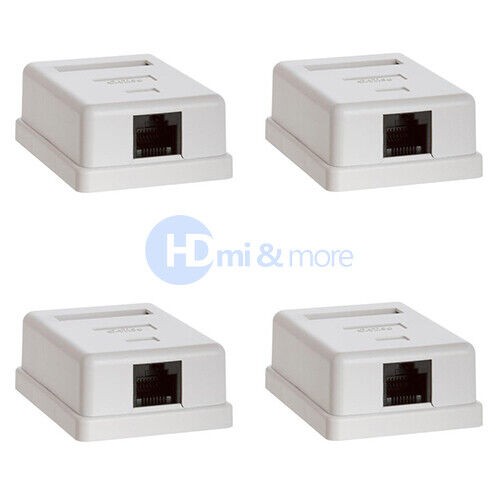 4x Single Hole Surface Mount Box Keystone Jack Cat5 Cat5e 1 Port
