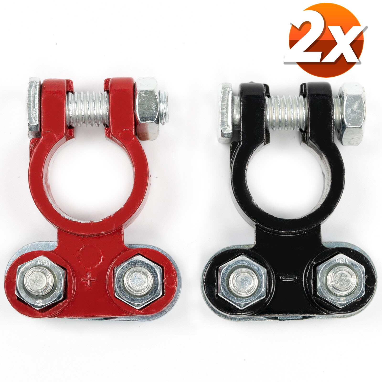 2PCS Negative & Positive Battery Cable Car Terminals Top Post Connectors Clamp