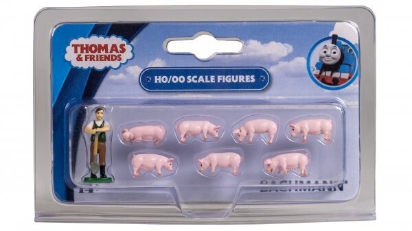 Bachmann HO Scale Thomas & Friends Farmer Trotter & Pigs Figures 8-Pack #33305