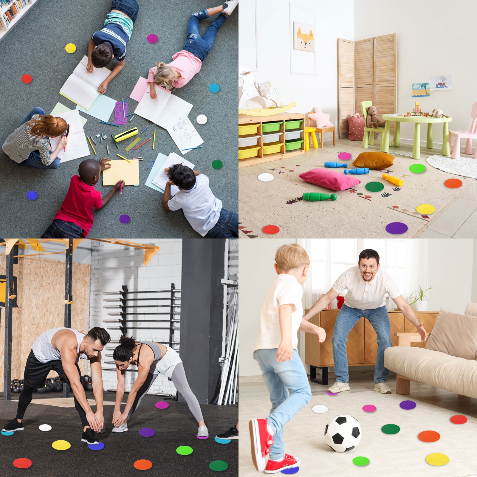 48 Pcs Carpet Spot Markers Floor Circle Dots for Classroom, Black
