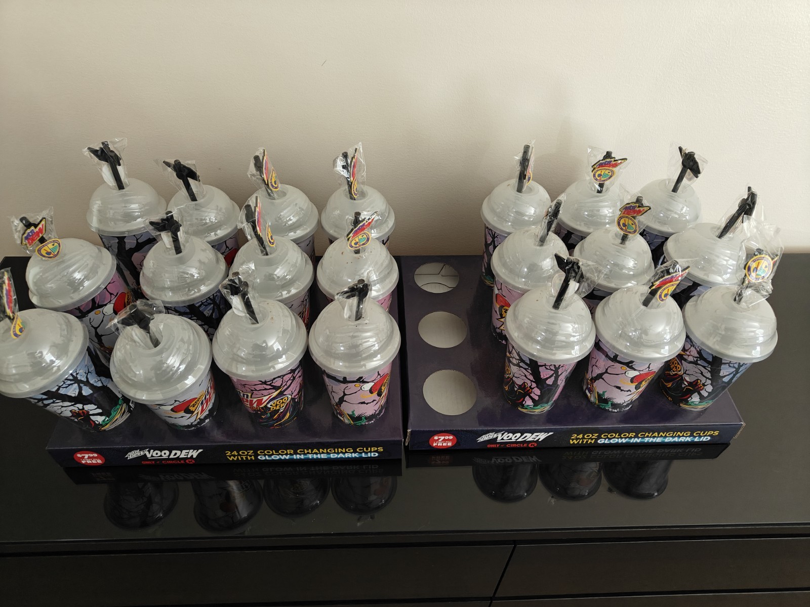 New 2024 Mountain Dew Voodew Color Changing Cup Lot Of 21 Cups With Displays!!