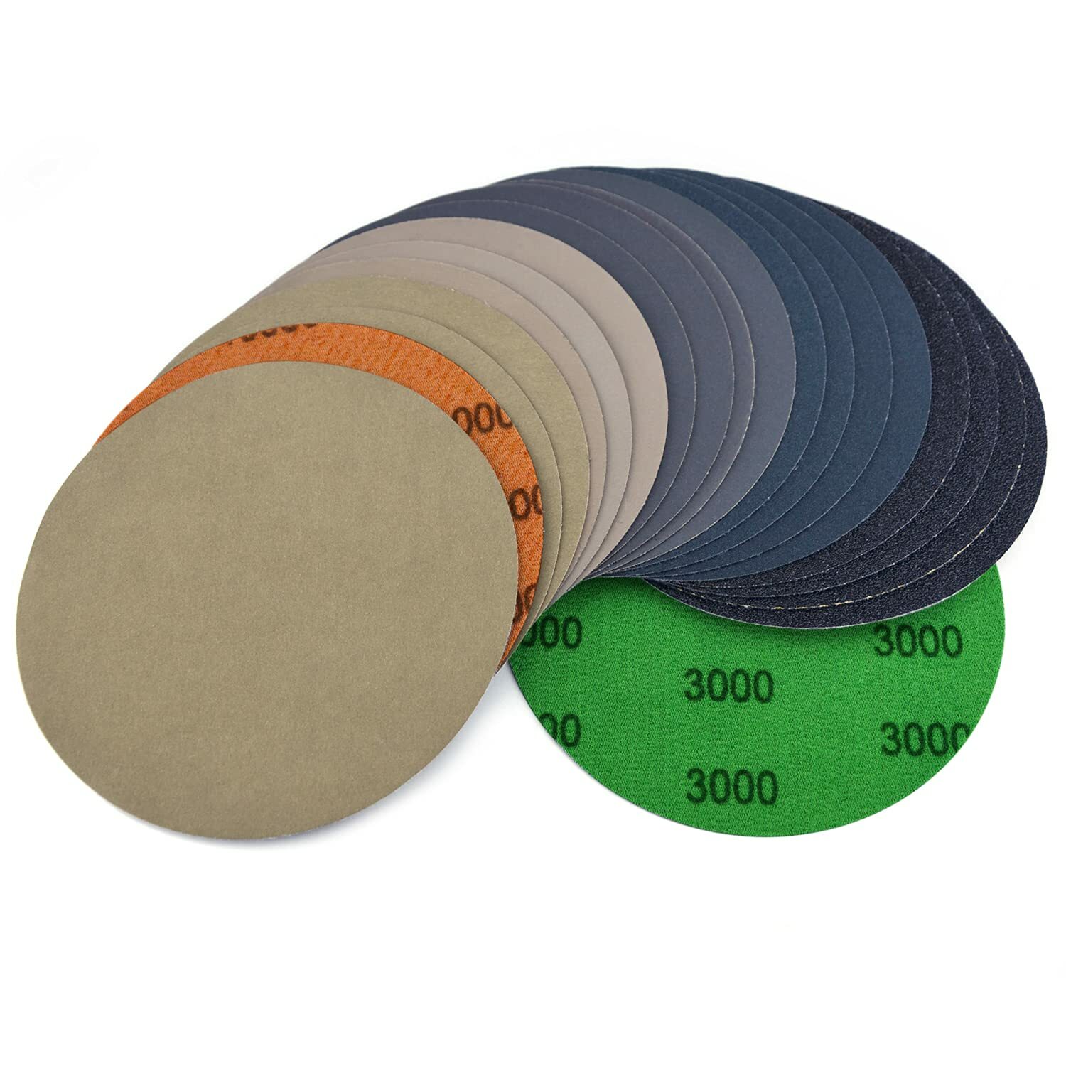 20x 6 inch Hook Loop Wet Dry Sanding Discs 60-10000 Grit Orbital Sandpaper Pads