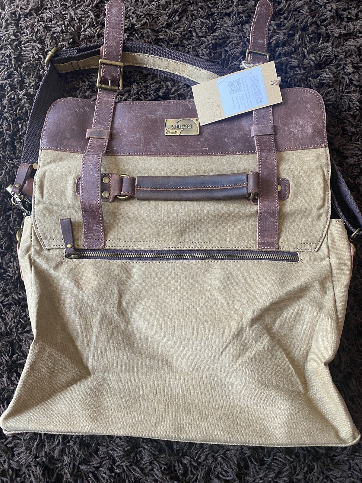 NWT..GOOTIUM…Canvas Leather Messenger Laptop Bag