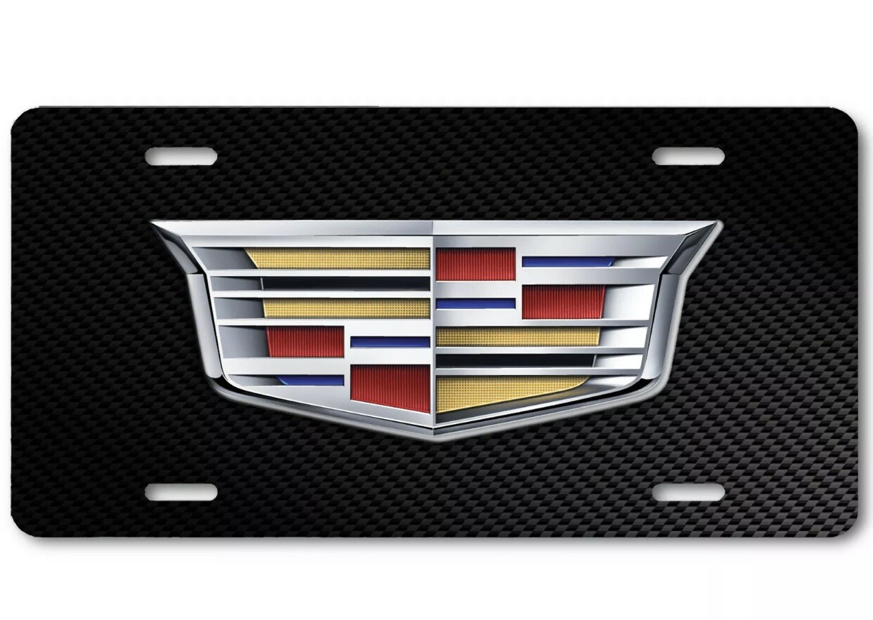 Cadillac Cadi Inspired Art Aluminum License Plate Tag Dark Carbon Fiber look