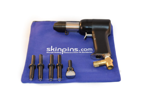 AIRCRAFT TOOLS 2X PNEUMATIC / AIR RIVET GUN WITH .401" 5PC SNAP SET  IN POUCH