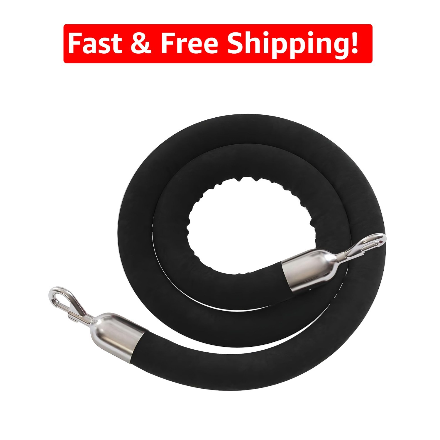 Elegant 72-Inch Black Velvet Hanging Rope with Stainless Steel Snaps for Events