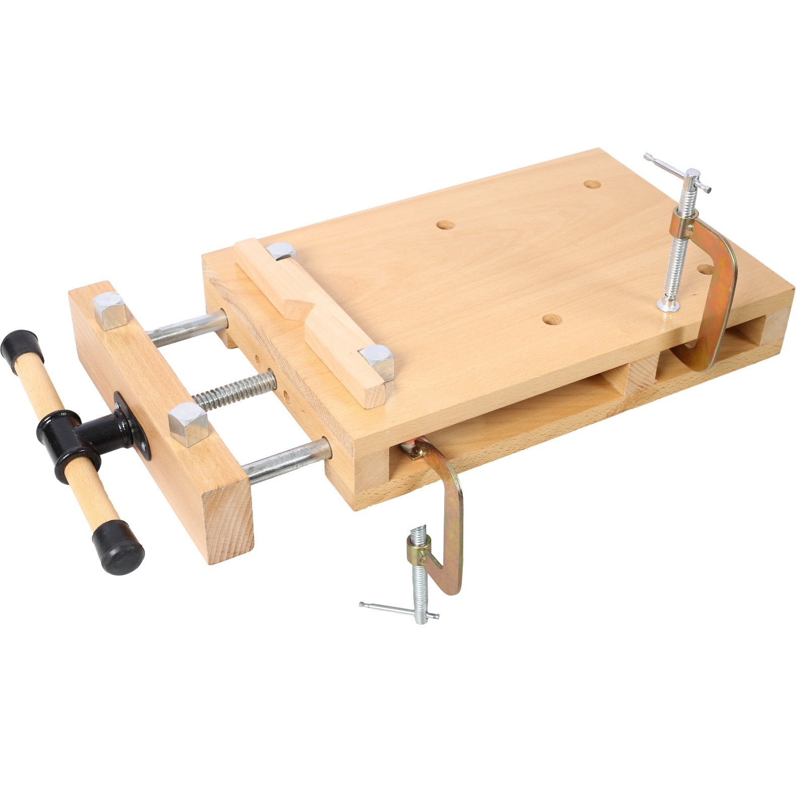 Portable Woodworking Bench Vise with Quick-Release & 2 G-Clips