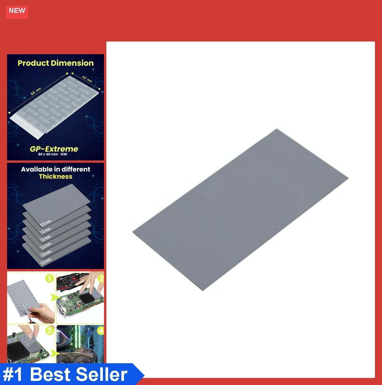 Thermal Pad 80x40x0.5mm 12W/mK Non-Conductive Gap Filler For Laptop GPU VGA Card
